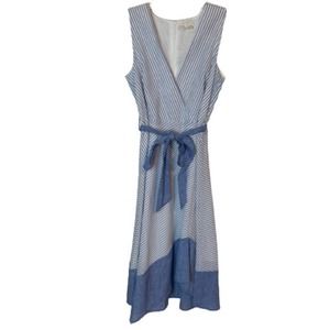 Mystree Striped Sleeveless A-Line Dress Midi Large